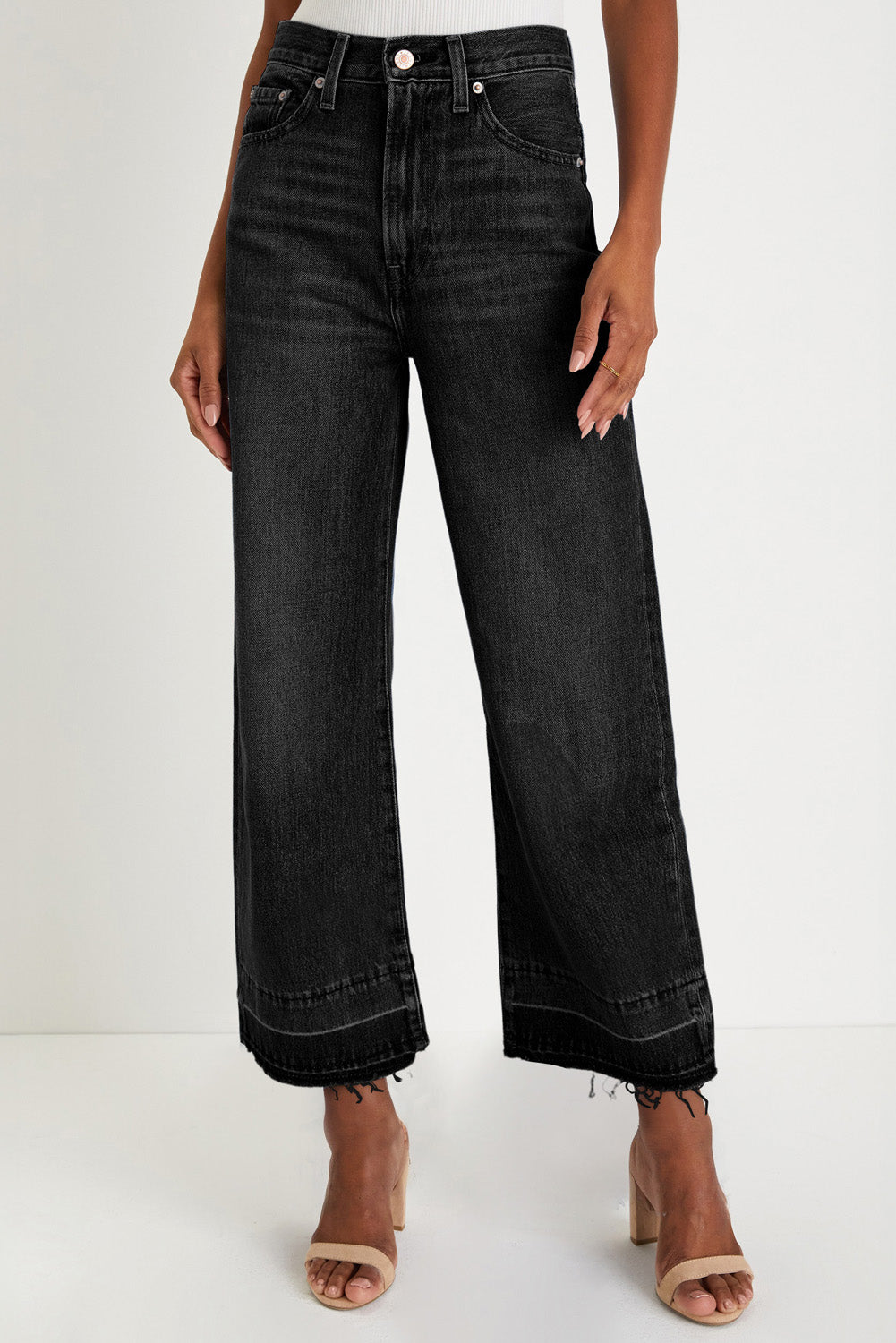 Black Straight Leg Loose High Waist Jeans