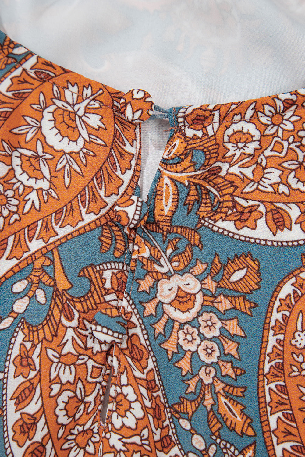 Orange Paisley Drawstring Mini Dress