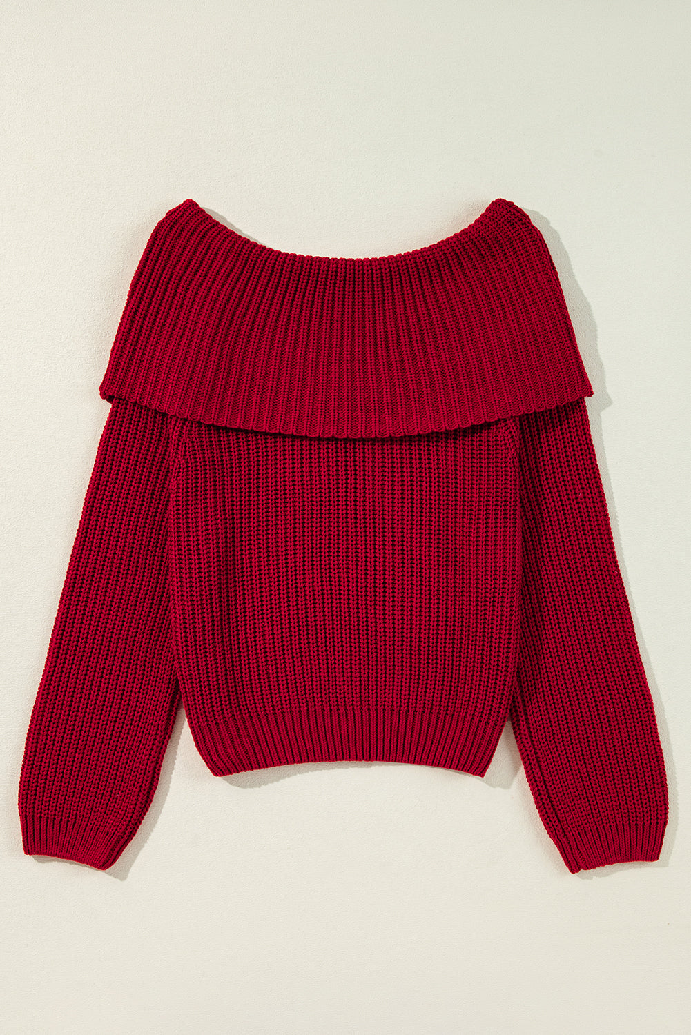 Red Off-the-shoulder Knit Jersey