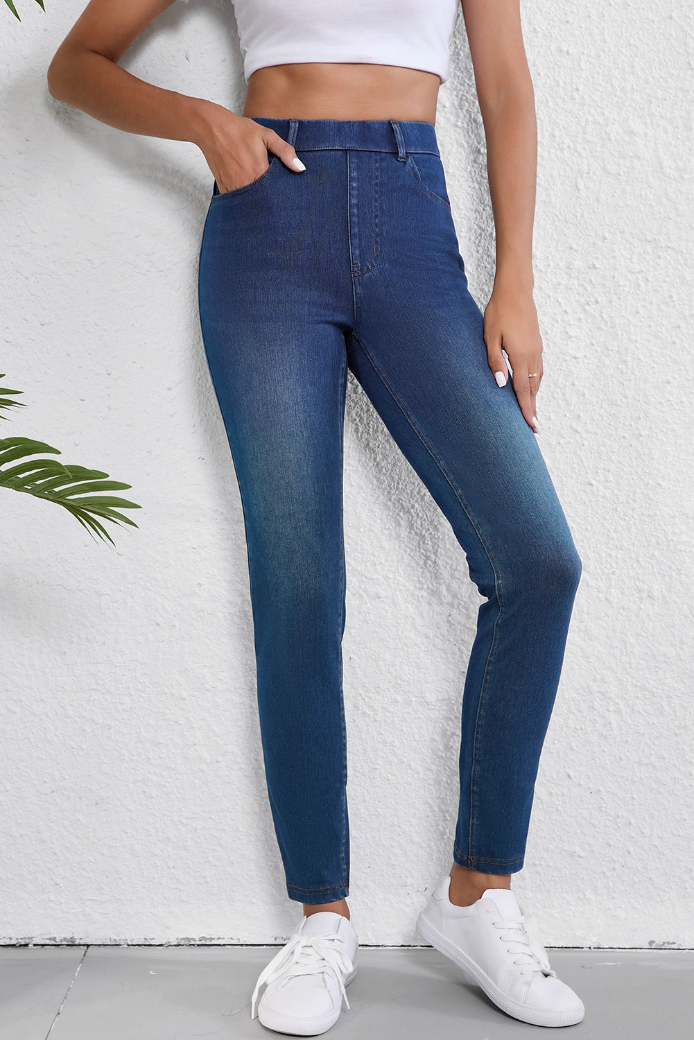 Blue Wash Knit Jeggings