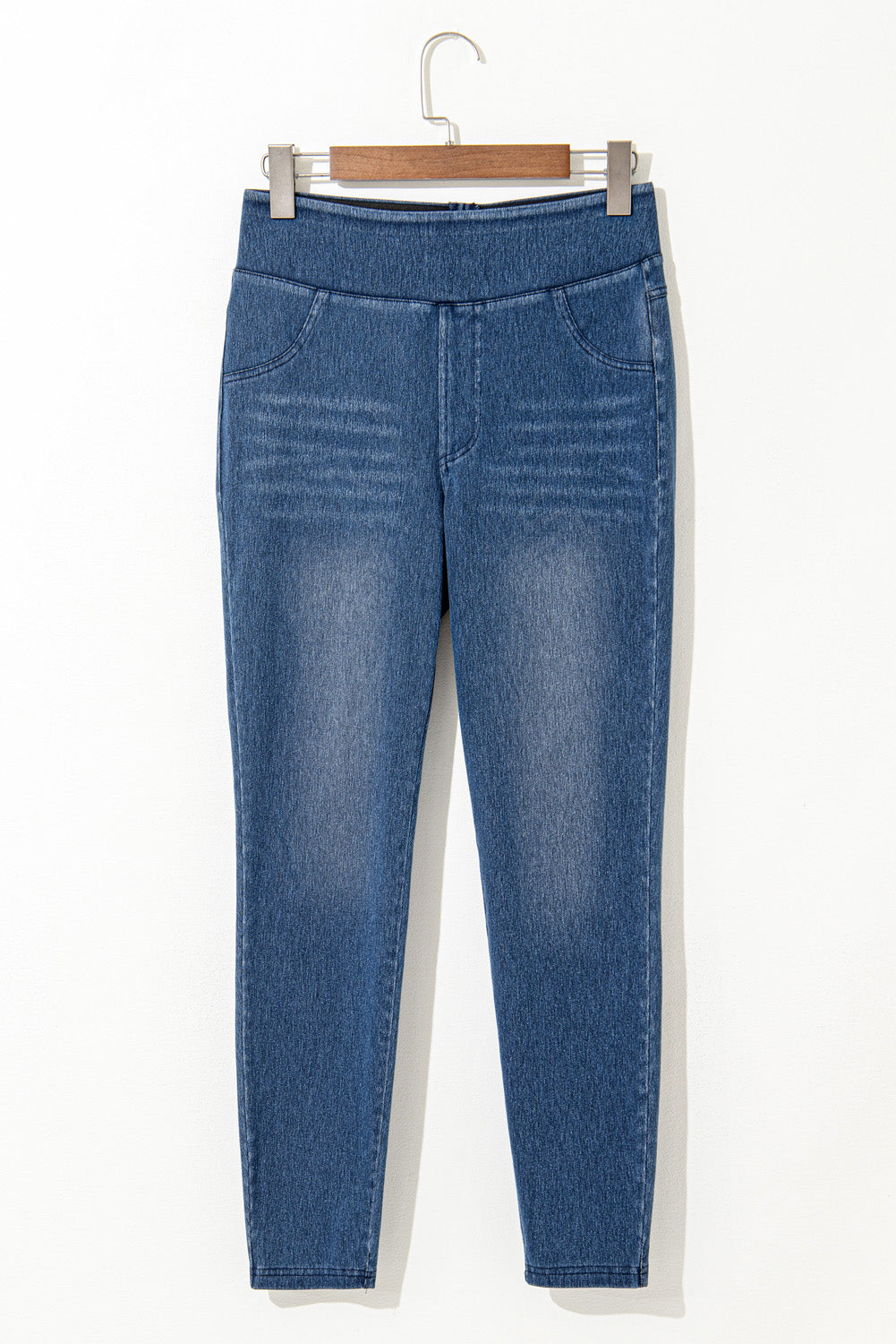 Blue Skinny Mid Waist Jeggings