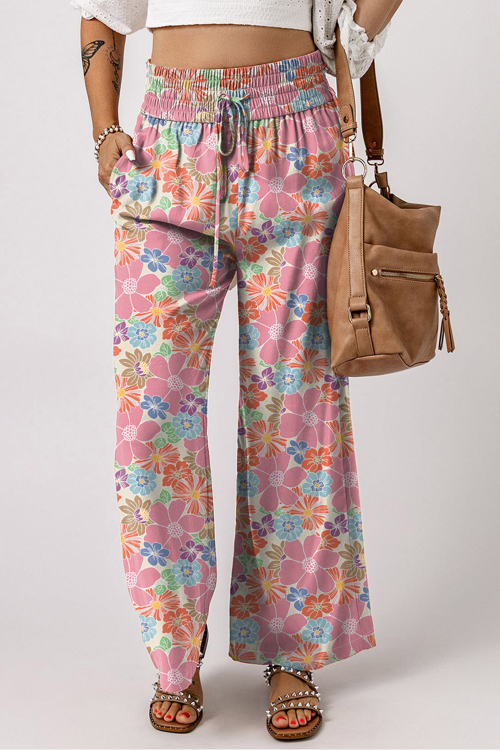 Pink Floral Loose Pants