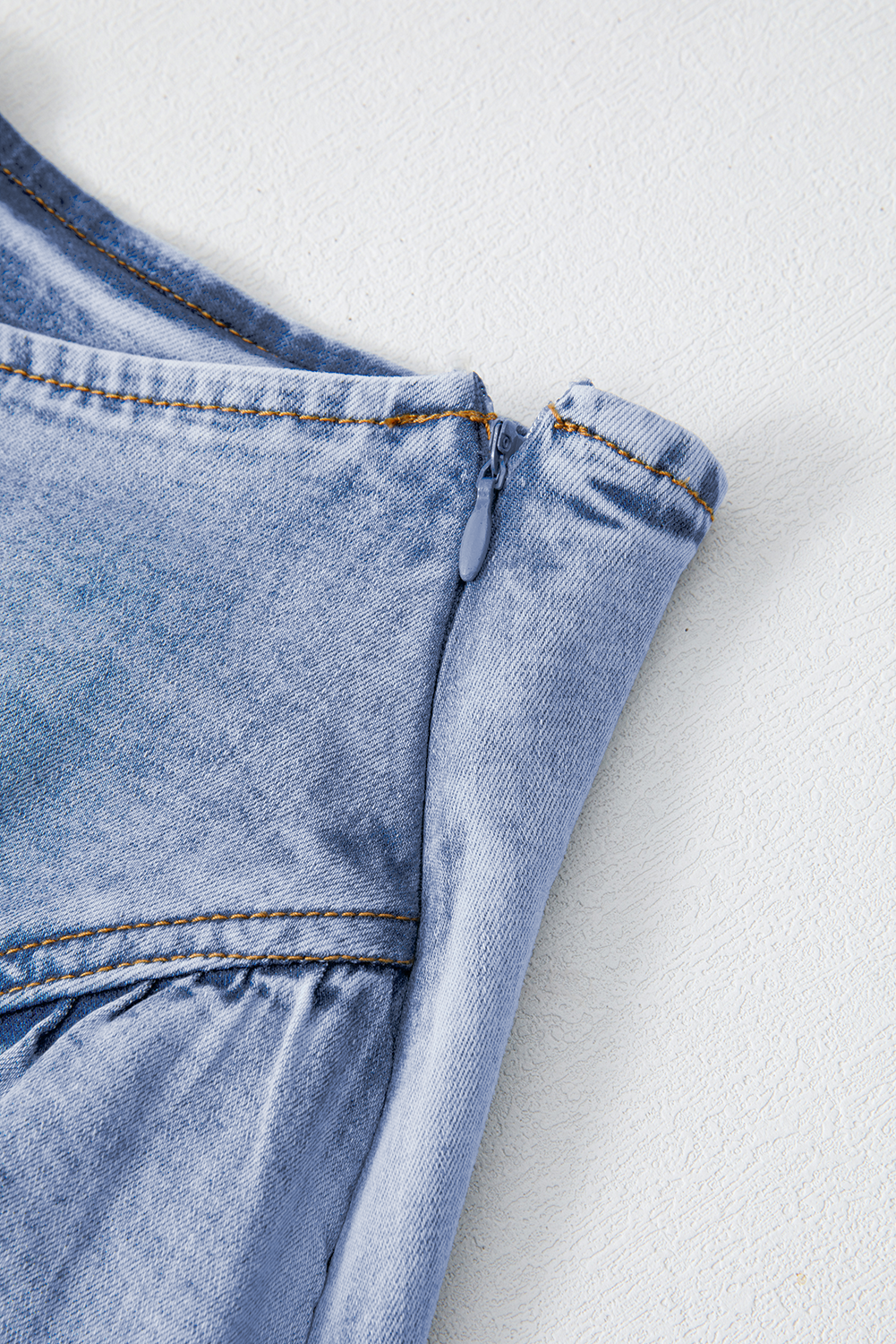 Beau Blue Ruffle Denim Mini Skirt