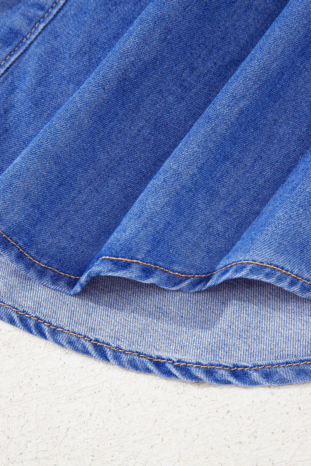 Blue Frilled Button Up Denim Shirt