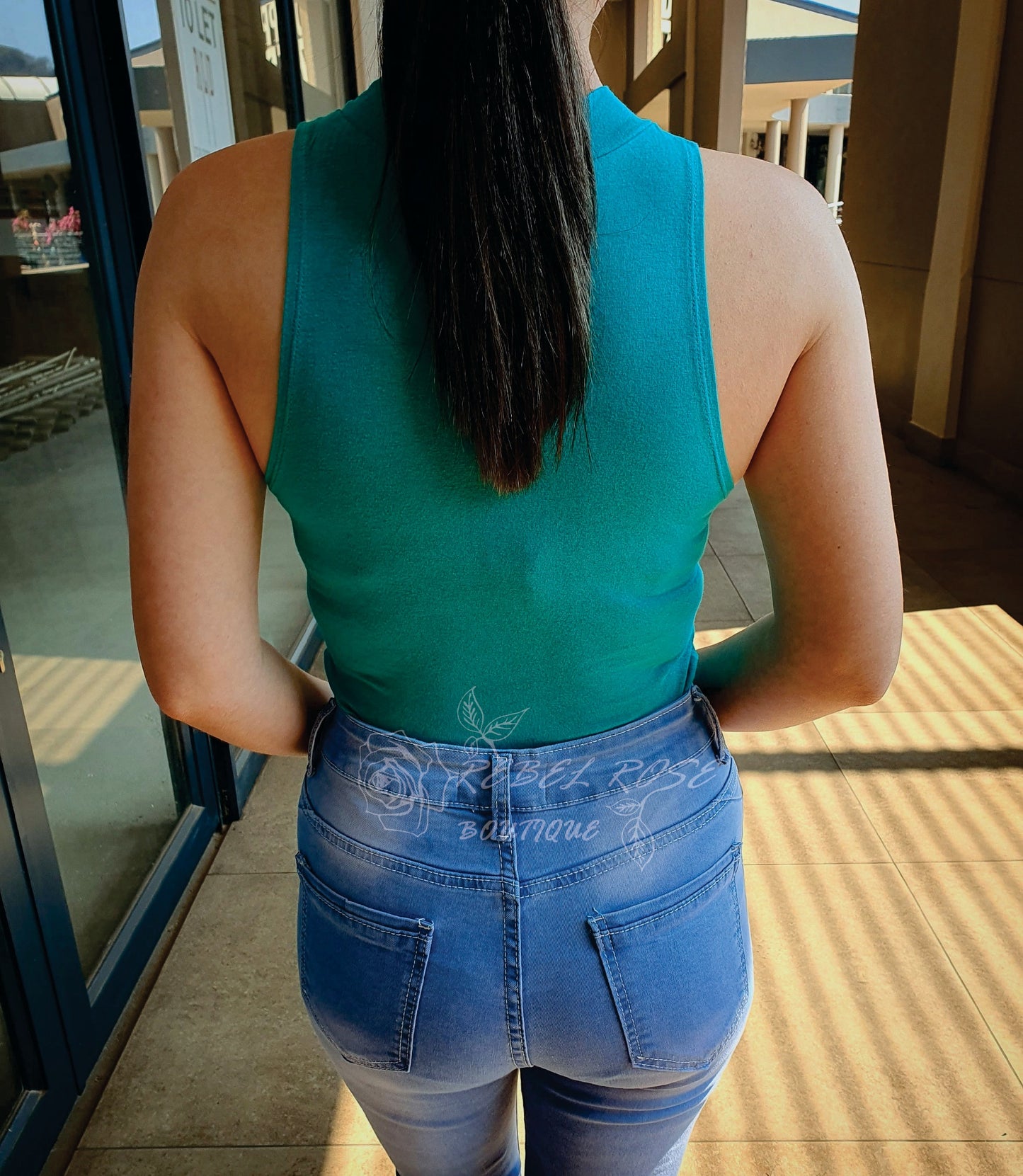 Teal vest long crop