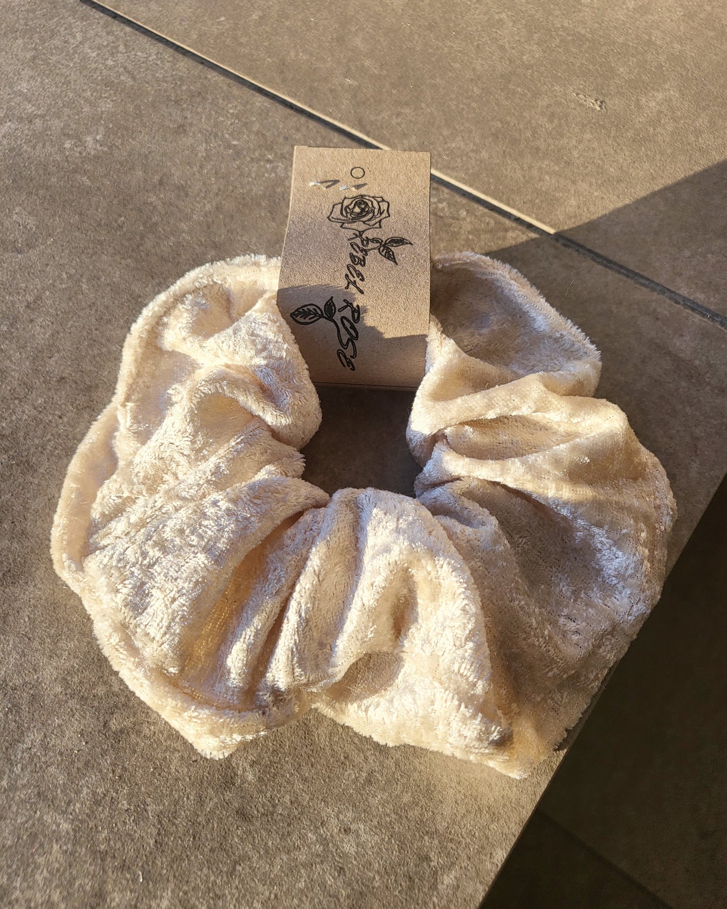 Cream velvet scrunchie