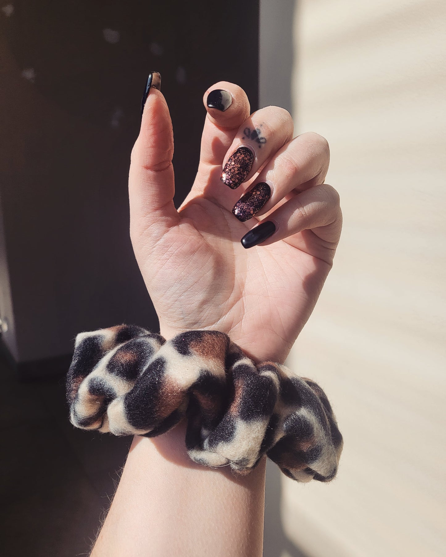 Leopard print scrunchie
