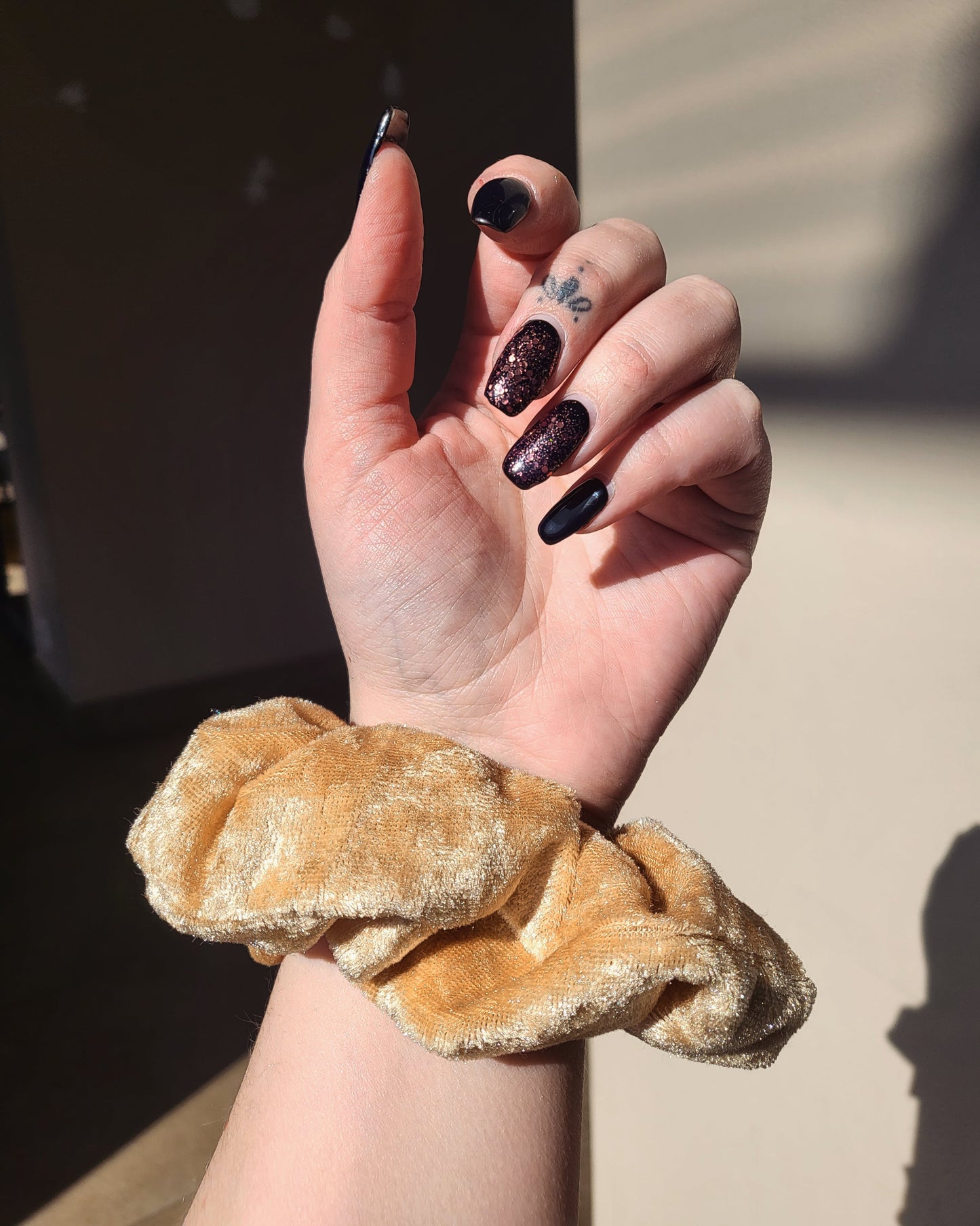 Gold velvet scrunchie