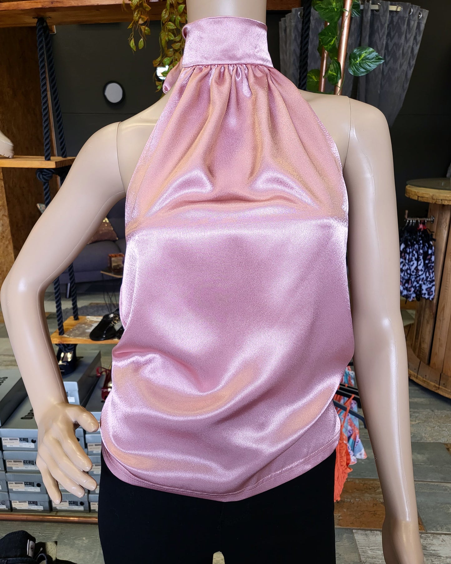 Dusty pink halter blouse