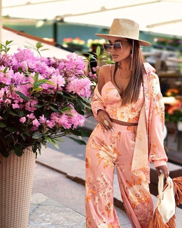 Pink floral 3 piece set