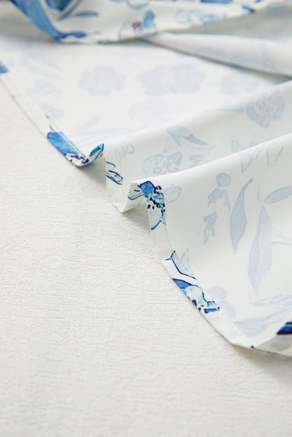 Sky Blue Floral Print Blouse