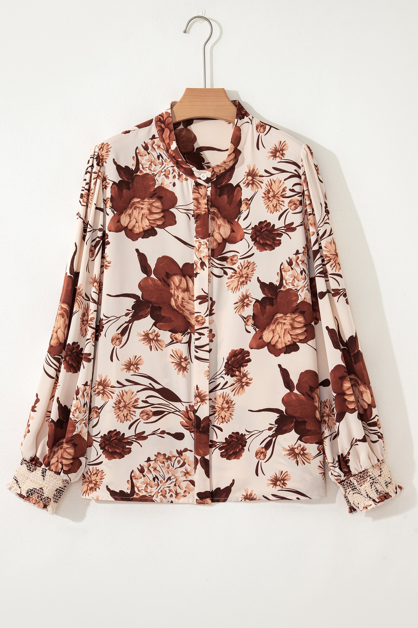 Brown Floral Print Blouse