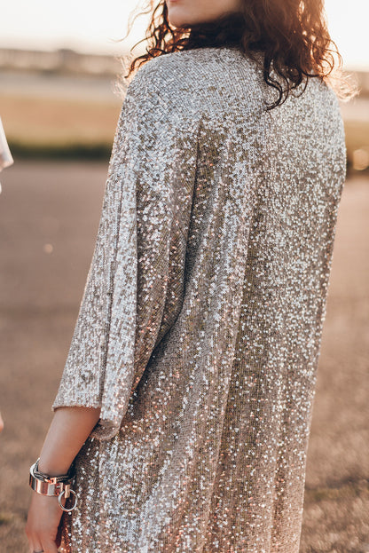 Apricot Sequin 3/4 Kimono