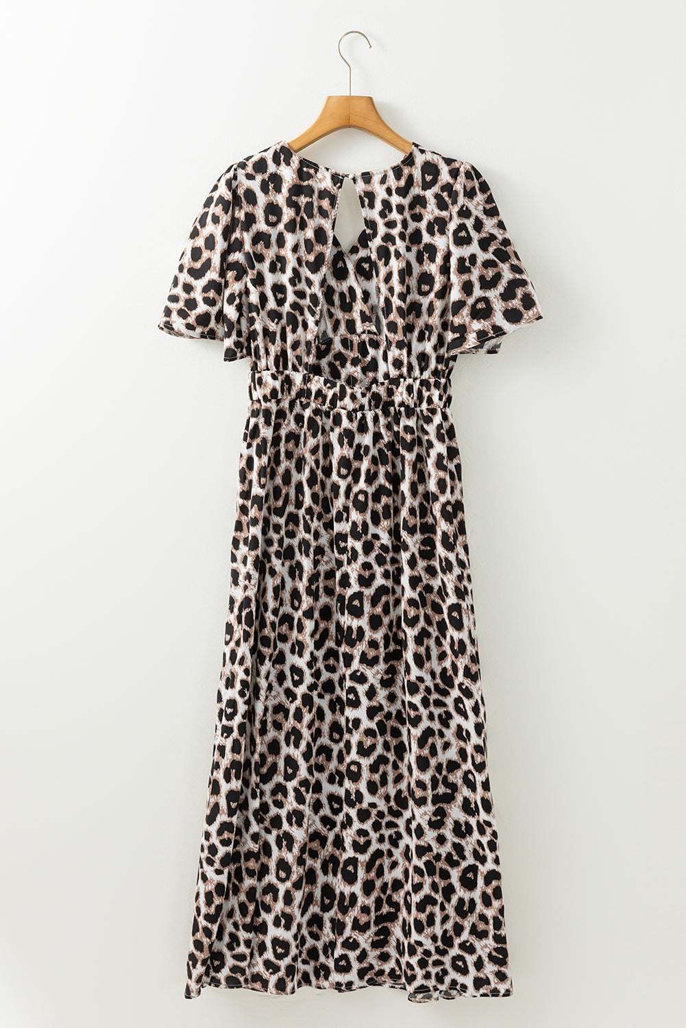 Khaki Leopard Open Back Maxi Dress