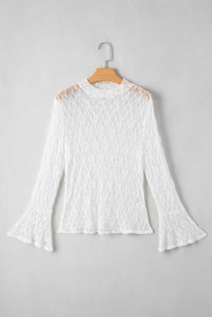 White Sheer Lace Bell Blouse