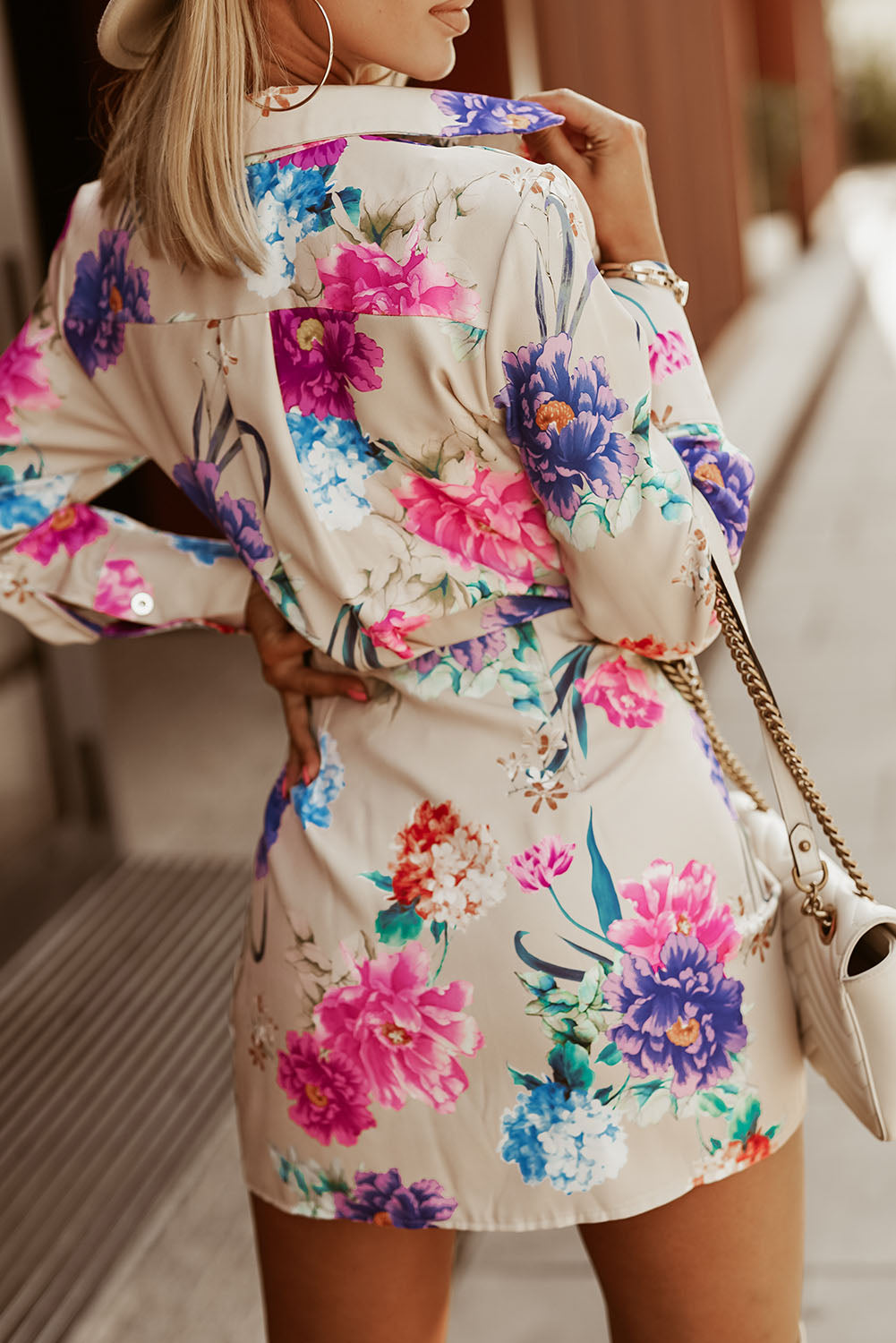 Multicolor Floral Mini Shirt Dress