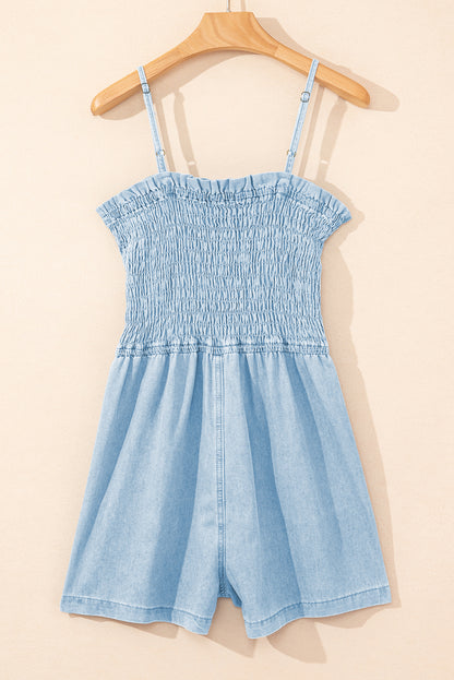 Beau Blue Smocked Denim Romper