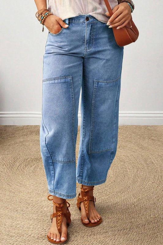Patchwork Barrel Jeans