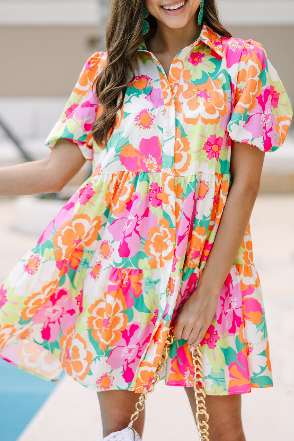 Pink Floral Babydoll Dress