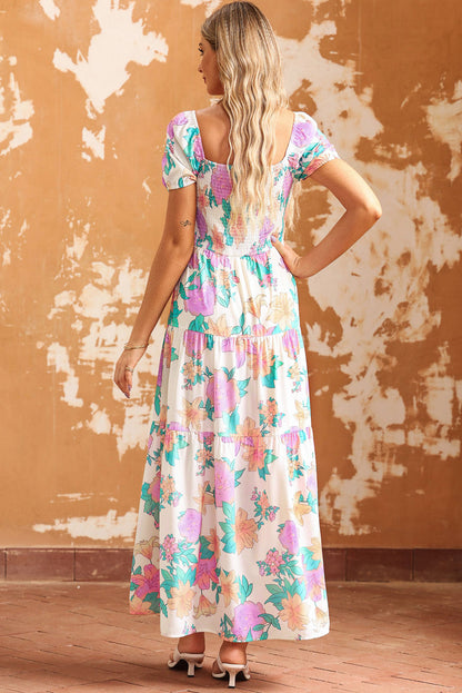 Multicolour Tiered Floral Maxi Dress