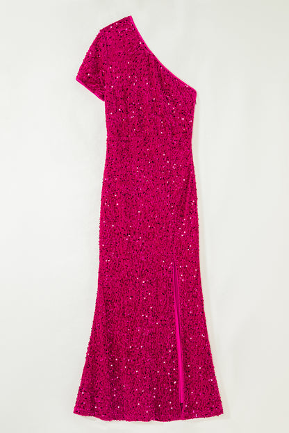 One Shoulder Bodycon Sequin Gown