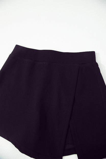 Black Faux Wrap Skort