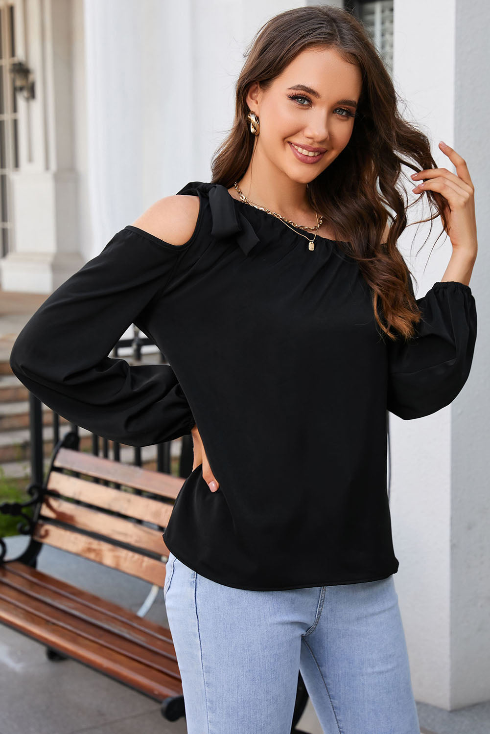 Black Asymmetric Blouse