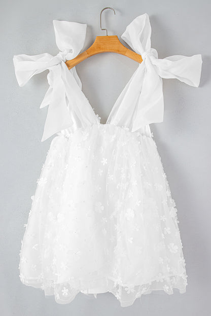 White Flower Applique Bridal Dress