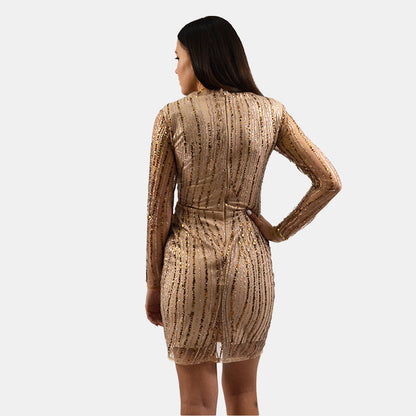 Nude & Gold sequins mini dress