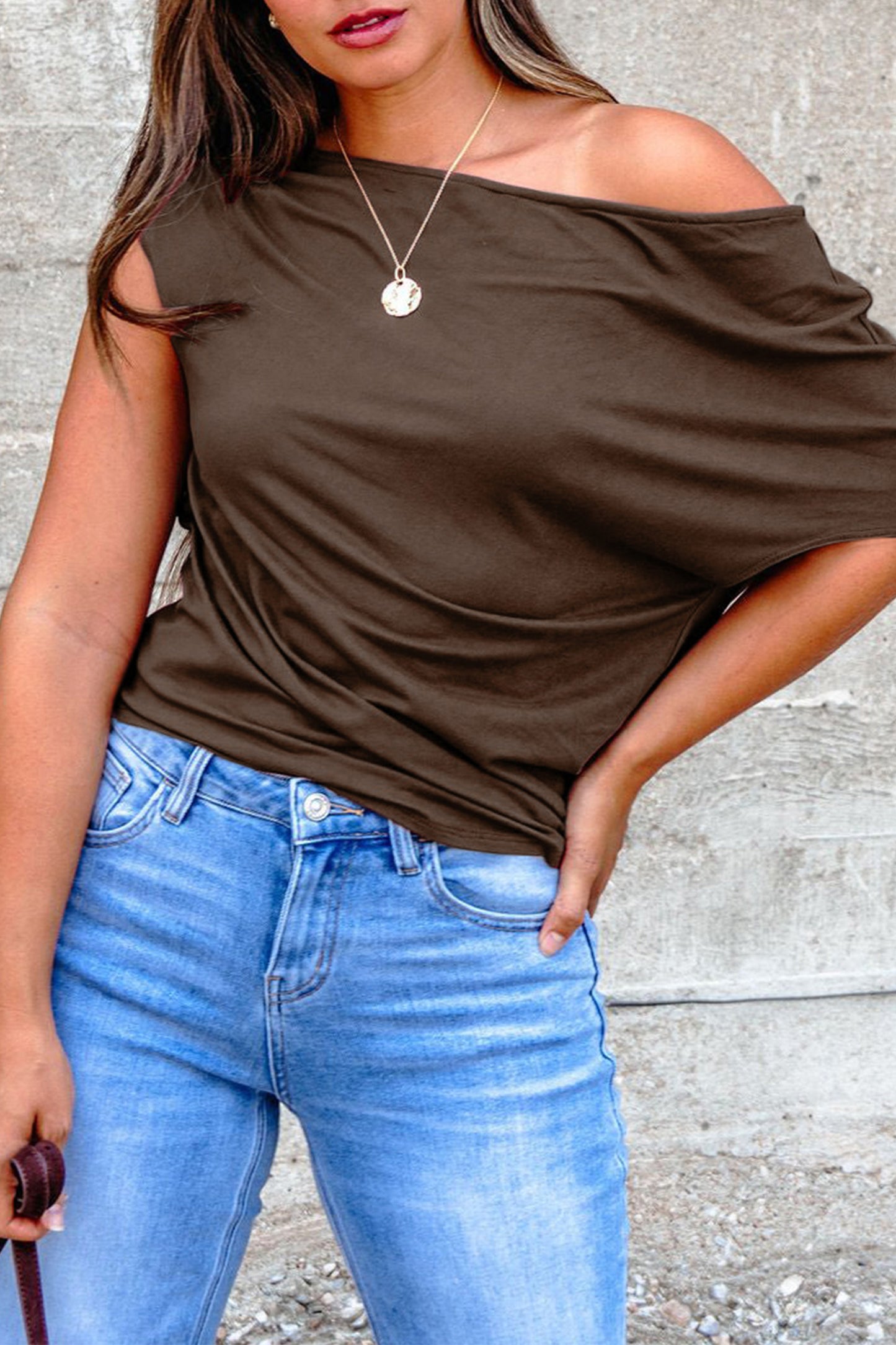 Coffee Plus Size Short Sleeve Blouse