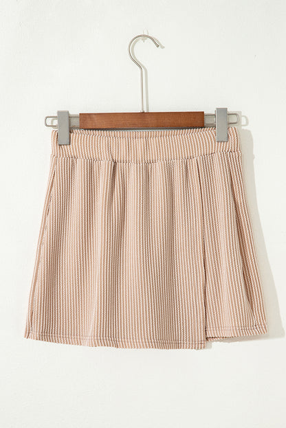 Nude Corded High Waist Wrap Skort