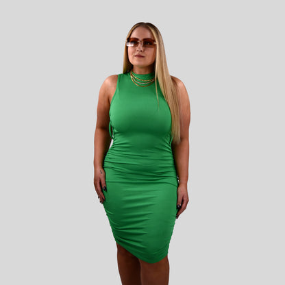 Green rib midi dress