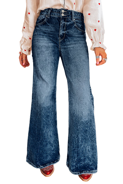 Blue Acid Wash Flare Jeans