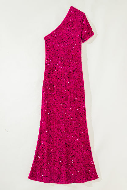 One Shoulder Bodycon Sequin Gown