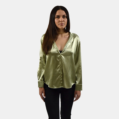 Light green satin blouse