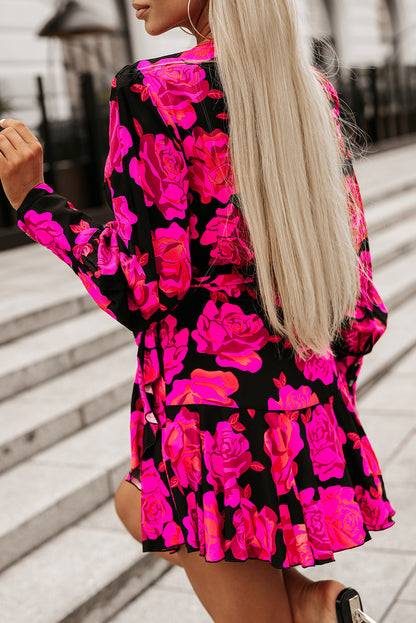 Rose Floral Print Mini Dress