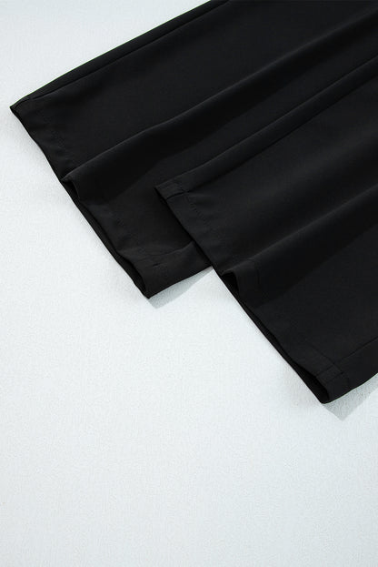 Black Pleated Loose Straight Pants