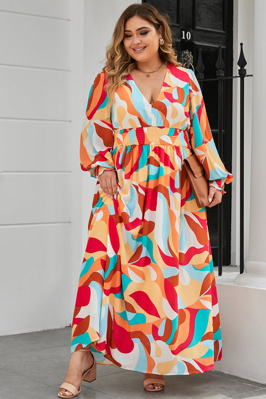 Multicolor Plus Size Abstract Maxi Dress
