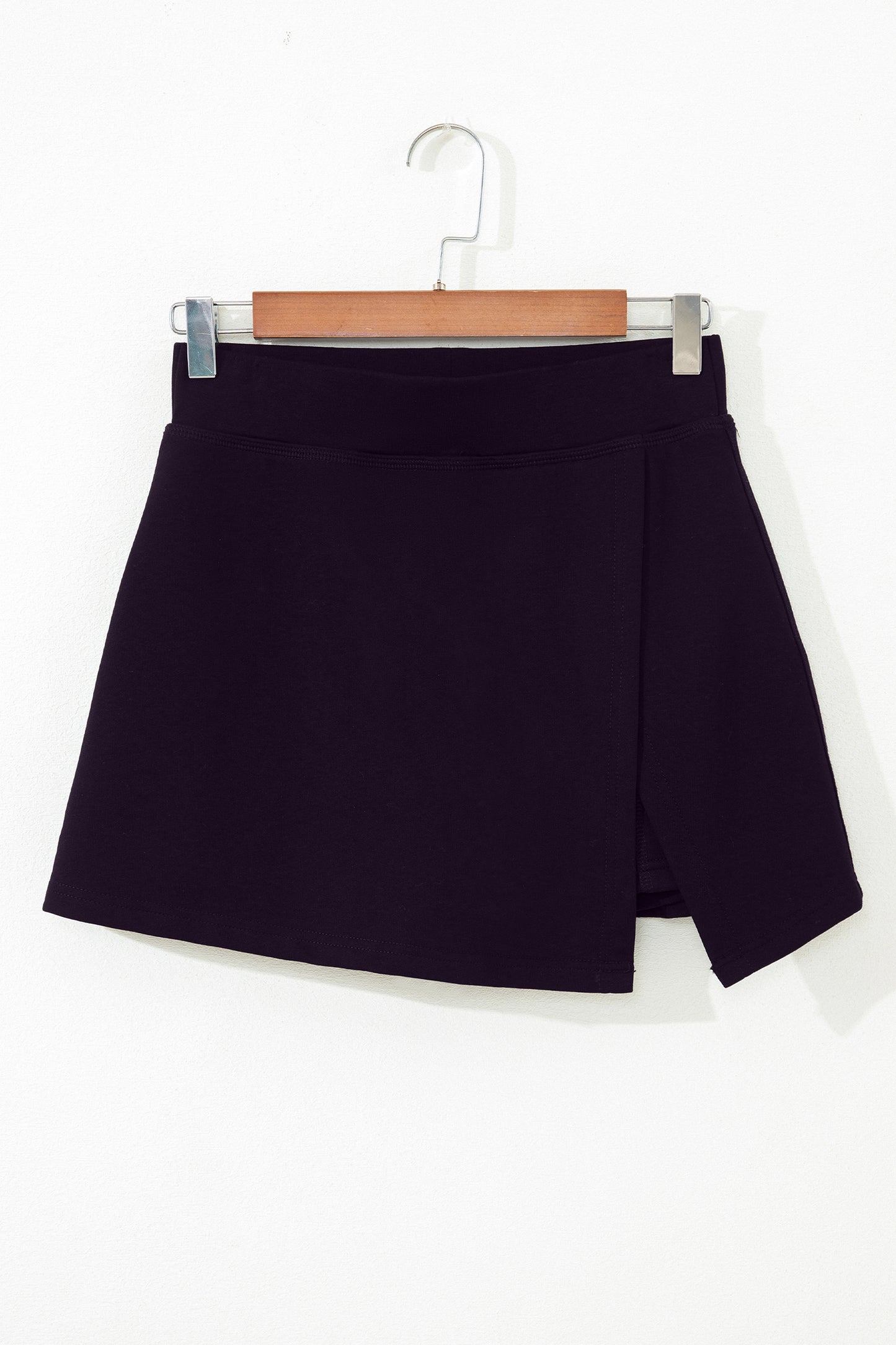 Black Faux Wrap Skort