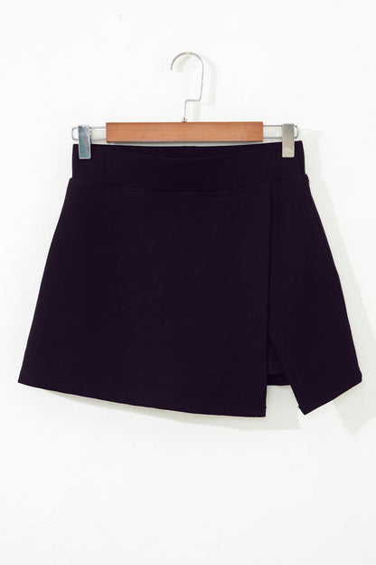 Black Faux Wrap Skort