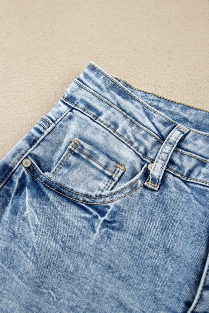 Blue Acid Wash Flare Jeans