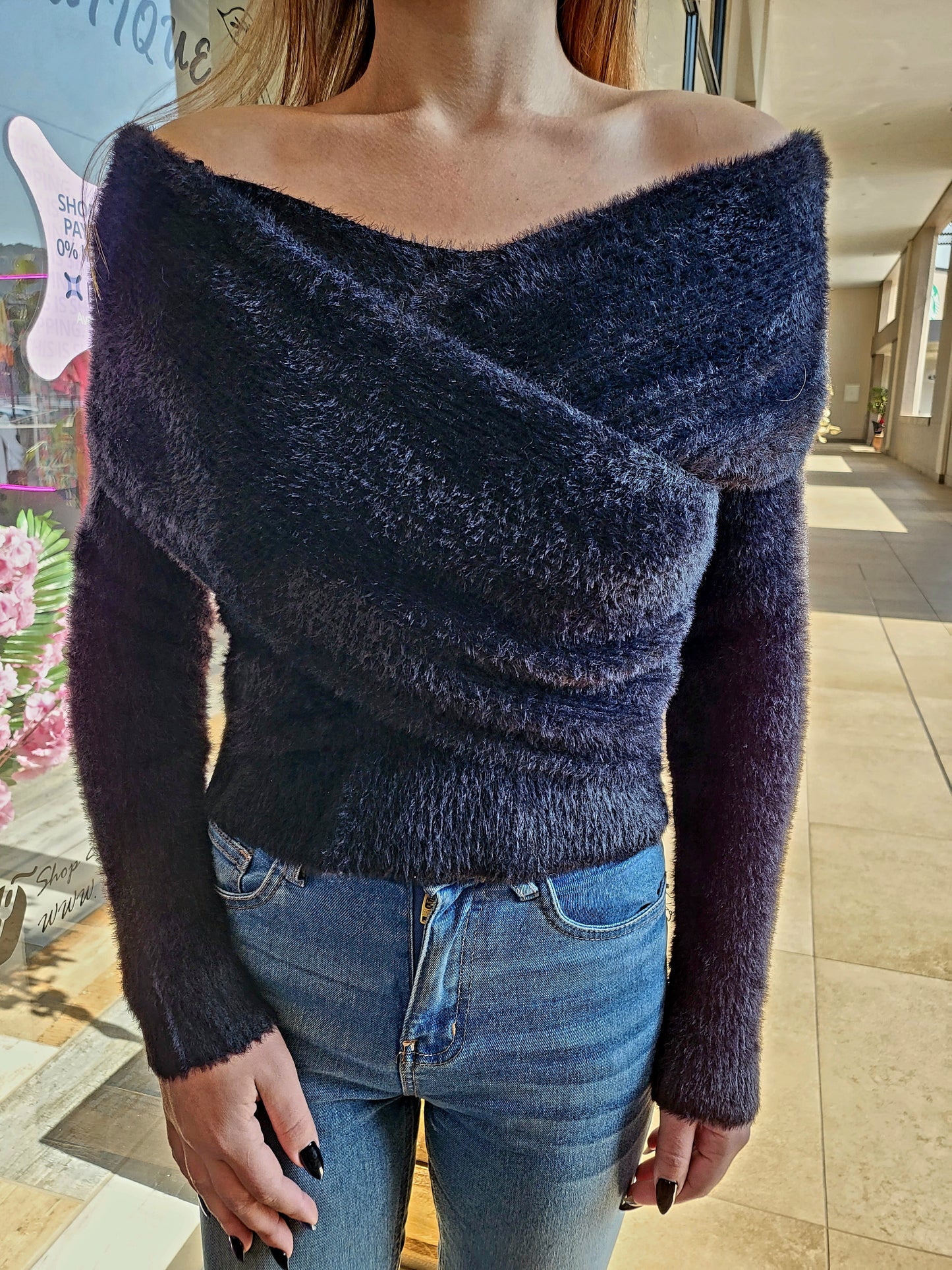 Black Off shoulder knit