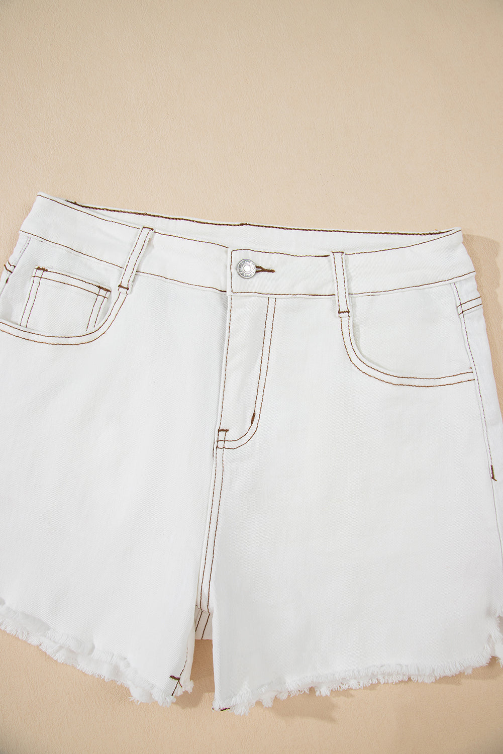 White High Waist Denim Shorts