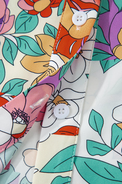 Pink Floral Print Long Sleeve Shirt