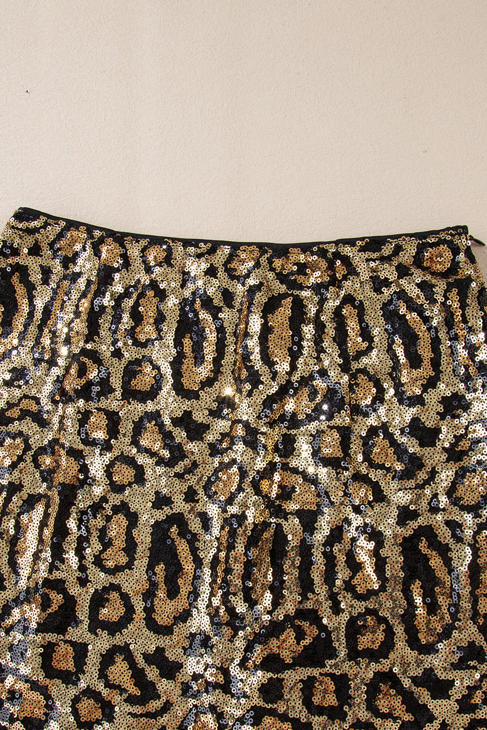 Brown Sequined Leopard Mini Skirt