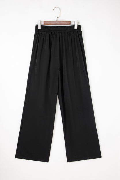 Black Pleated Loose Straight Pants