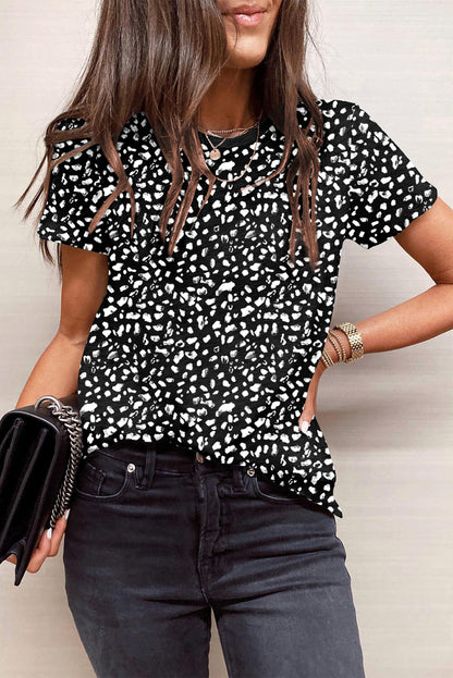 Black Cheetah Print Short Sleeve T-Shirt