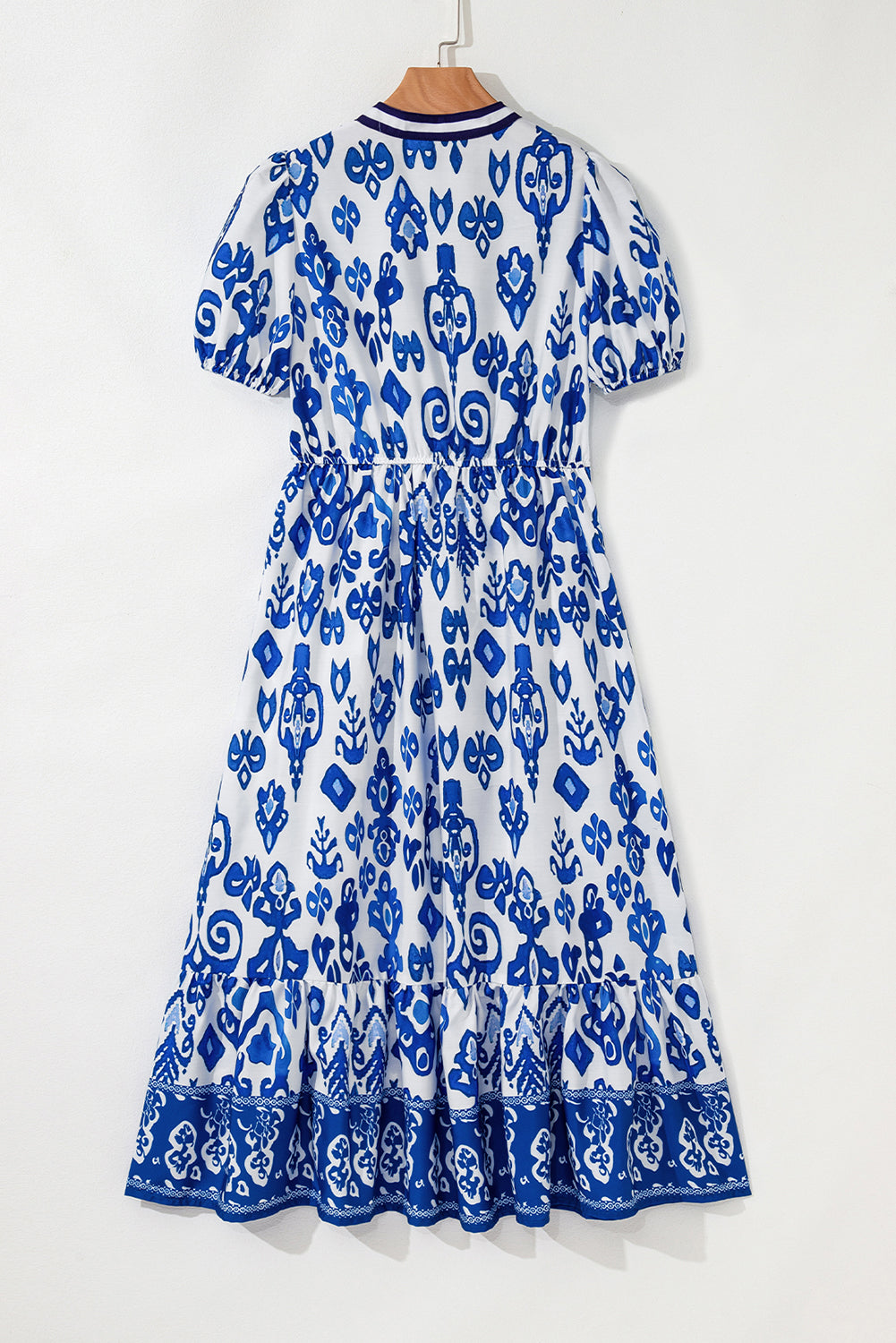 Blue Floral High Waist Maxi Dress