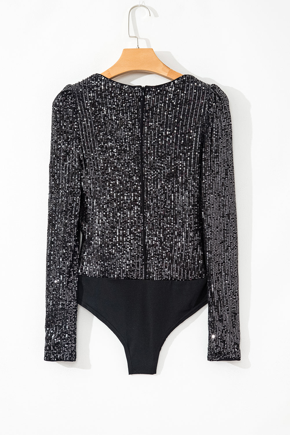 Black Sequin Long Sleeve Bodysuit