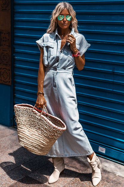 Blue Batwing Denim Dress